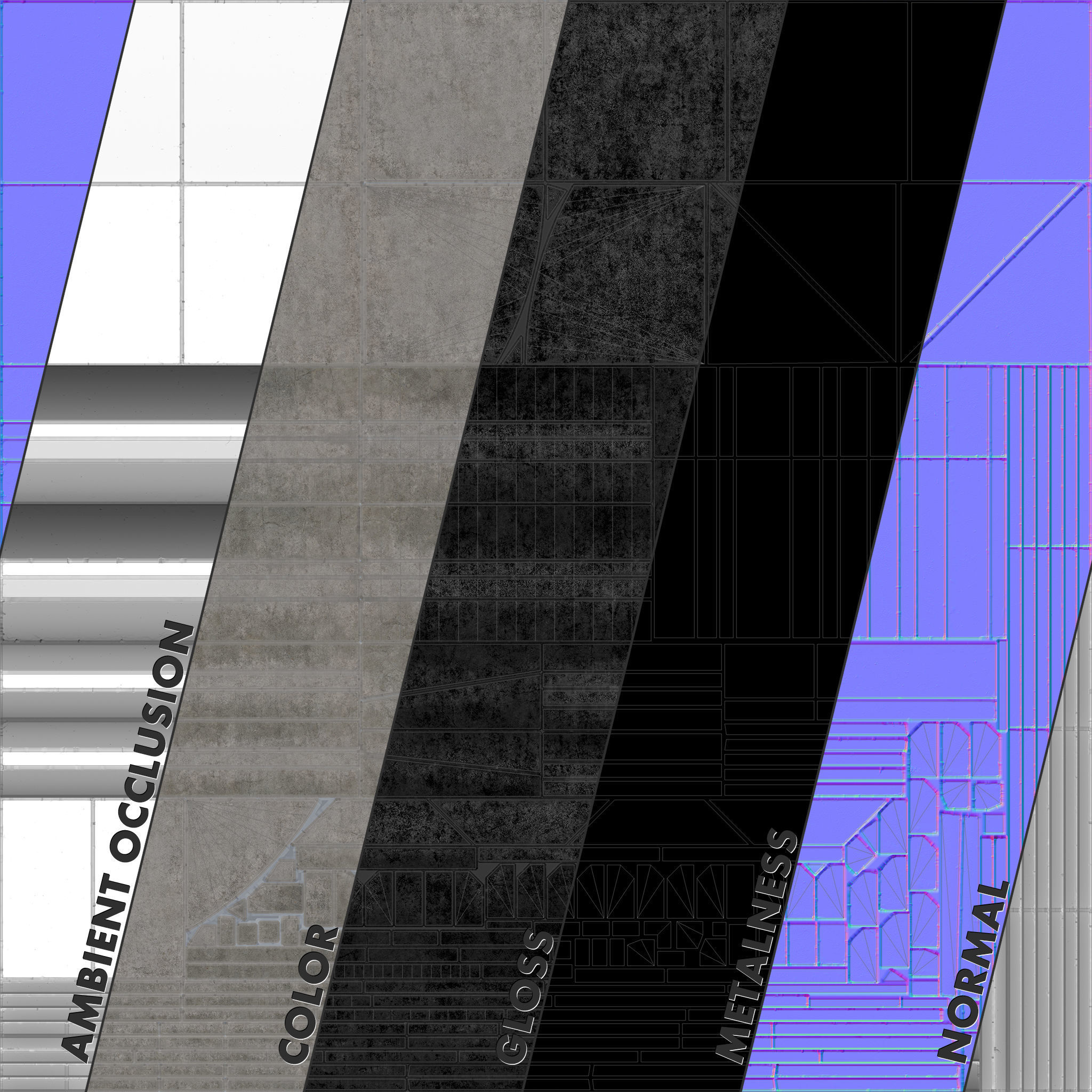 Sidewalk - Modular Set 4 Low-poly 3D model_21