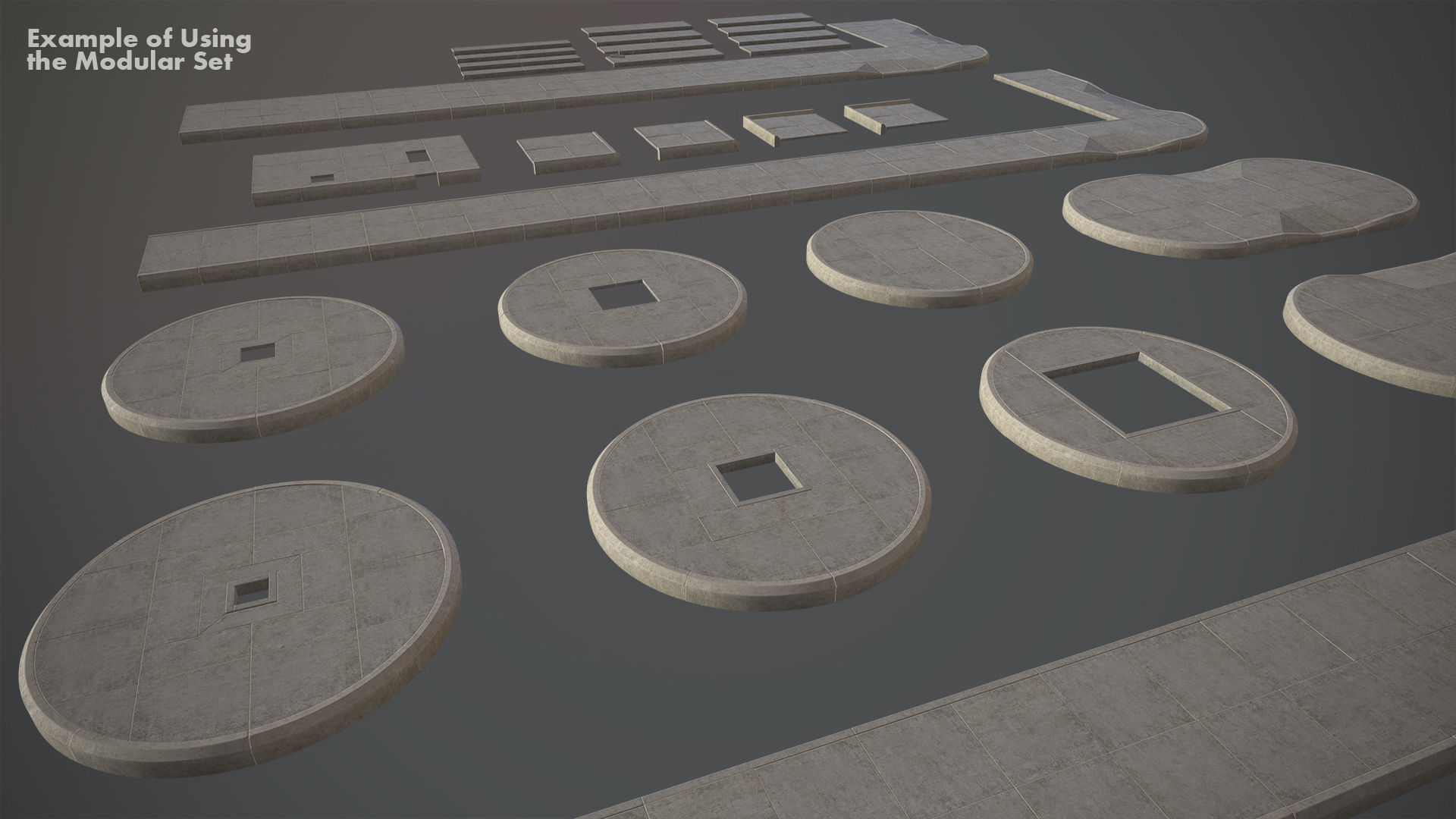 Sidewalk - Modular Set 4 Low-poly 3D model_19