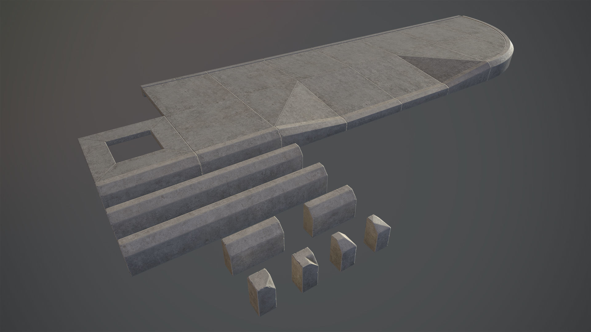 Sidewalk - Modular Set 4 Low-poly 3D model_2