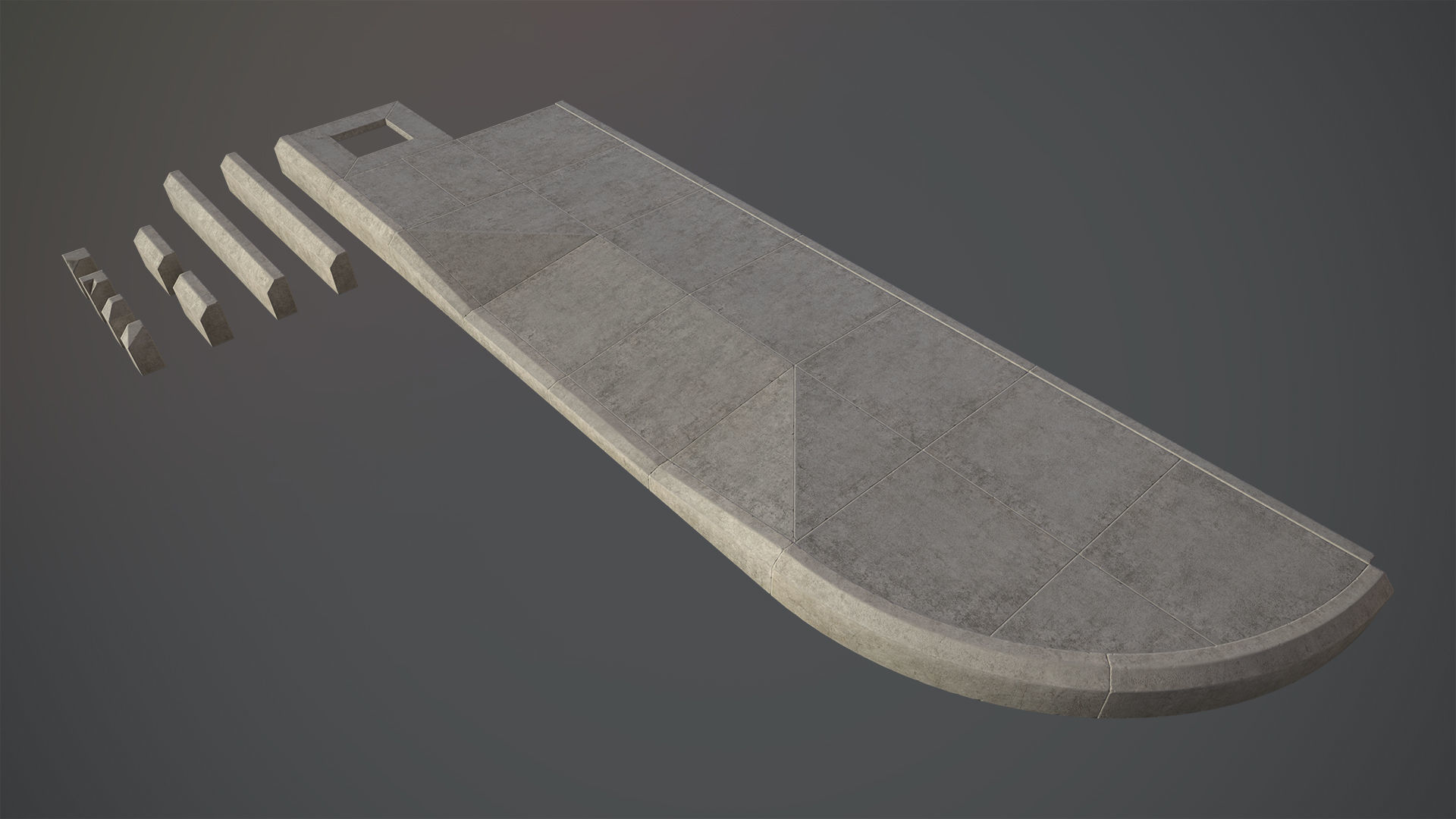 Sidewalk - Modular Set 4 Low-poly 3D model_10