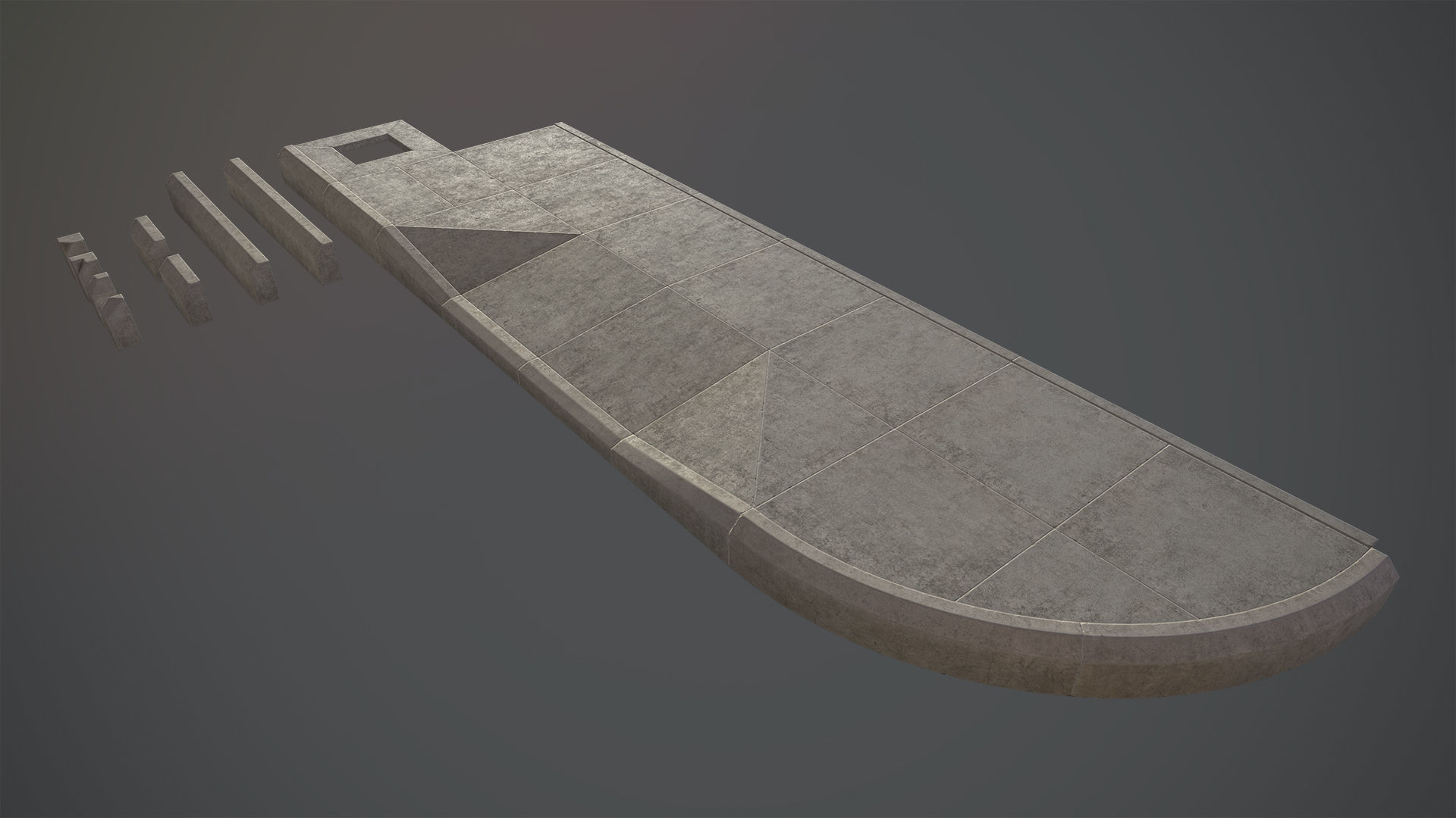 Sidewalk - Modular Set 4 Low-poly 3D model_7