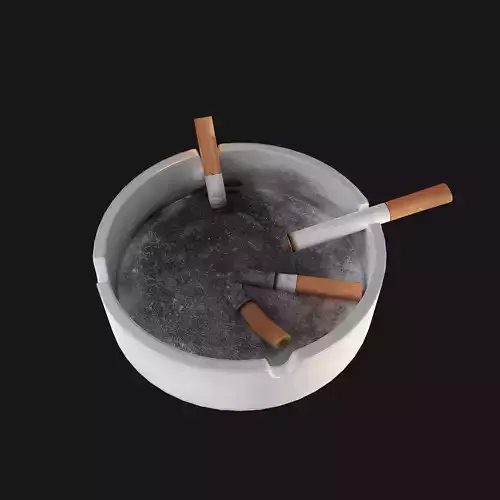 Ashtray with cigarettes in it Low-poly 3D model