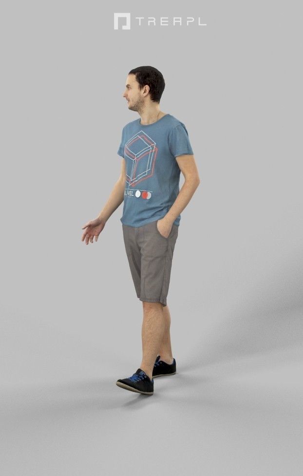 Jest Casual Man in Shorts and T-shirt Walking 3D model_8