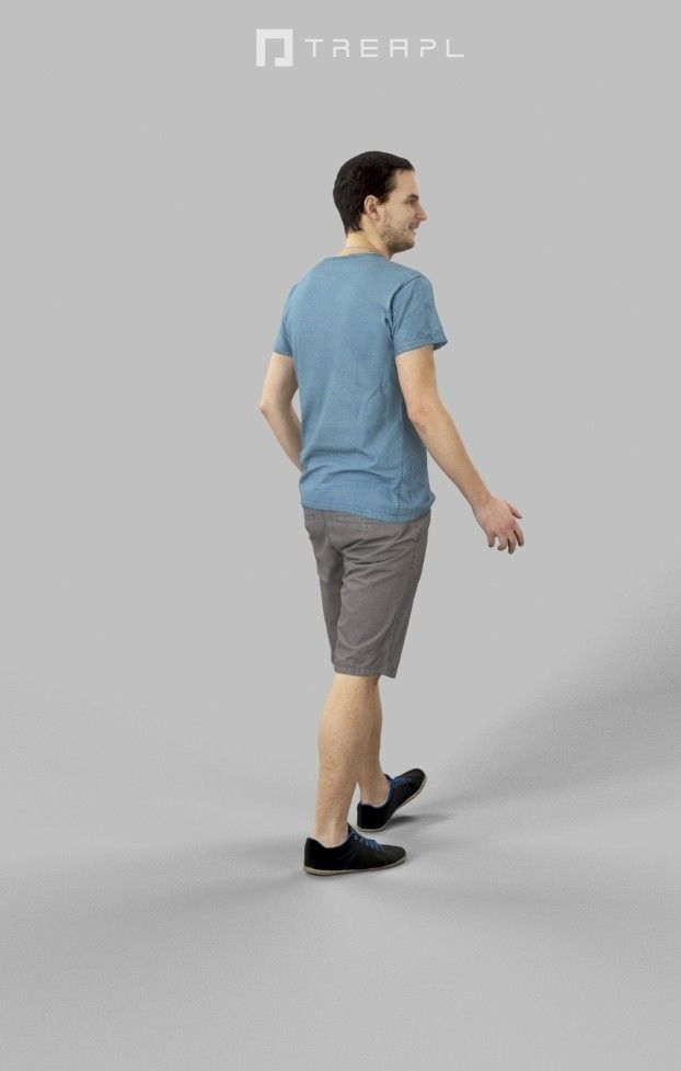 Jest Casual Man in Shorts and T-shirt Walking 3D model_5