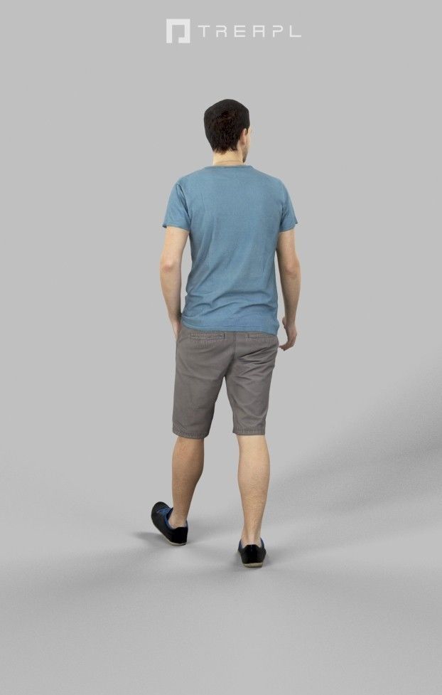 Jest Casual Man in Shorts and T-shirt Walking 3D model_6