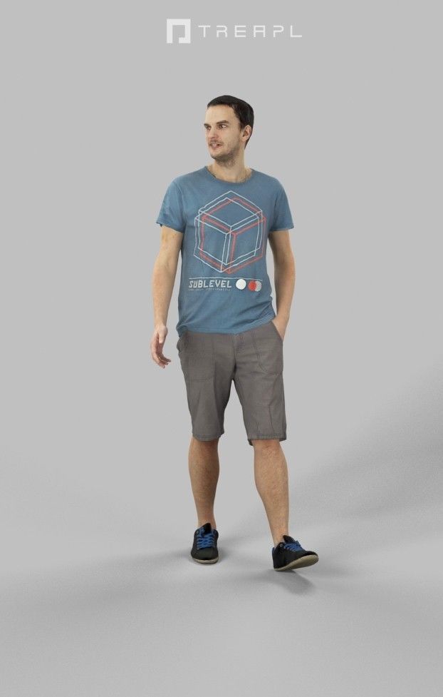 Jest Casual Man in Shorts and T-shirt Walking 3D model_3