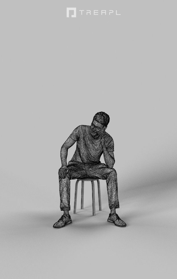 Jayne Casual Man Sitting While Talking On The Phone 3D model_9