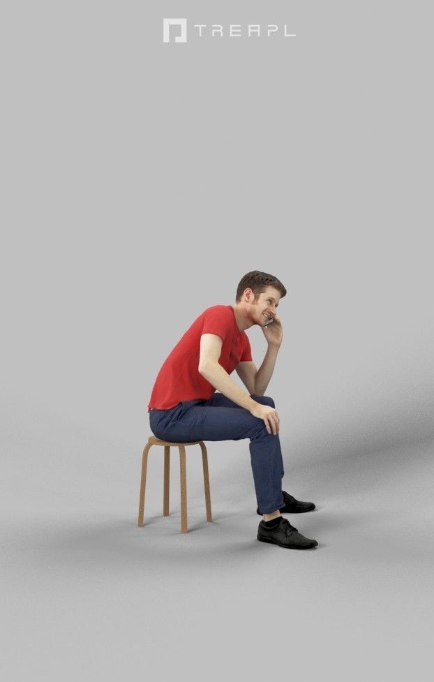 Jayne Casual Man Sitting While Talking On The Phone 3D model_4