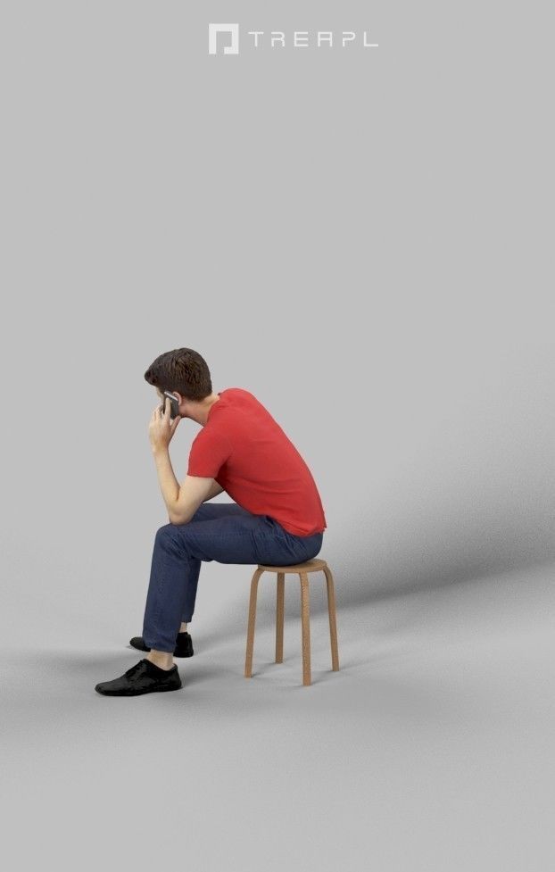 Jayne Casual Man Sitting While Talking On The Phone 3D model_7