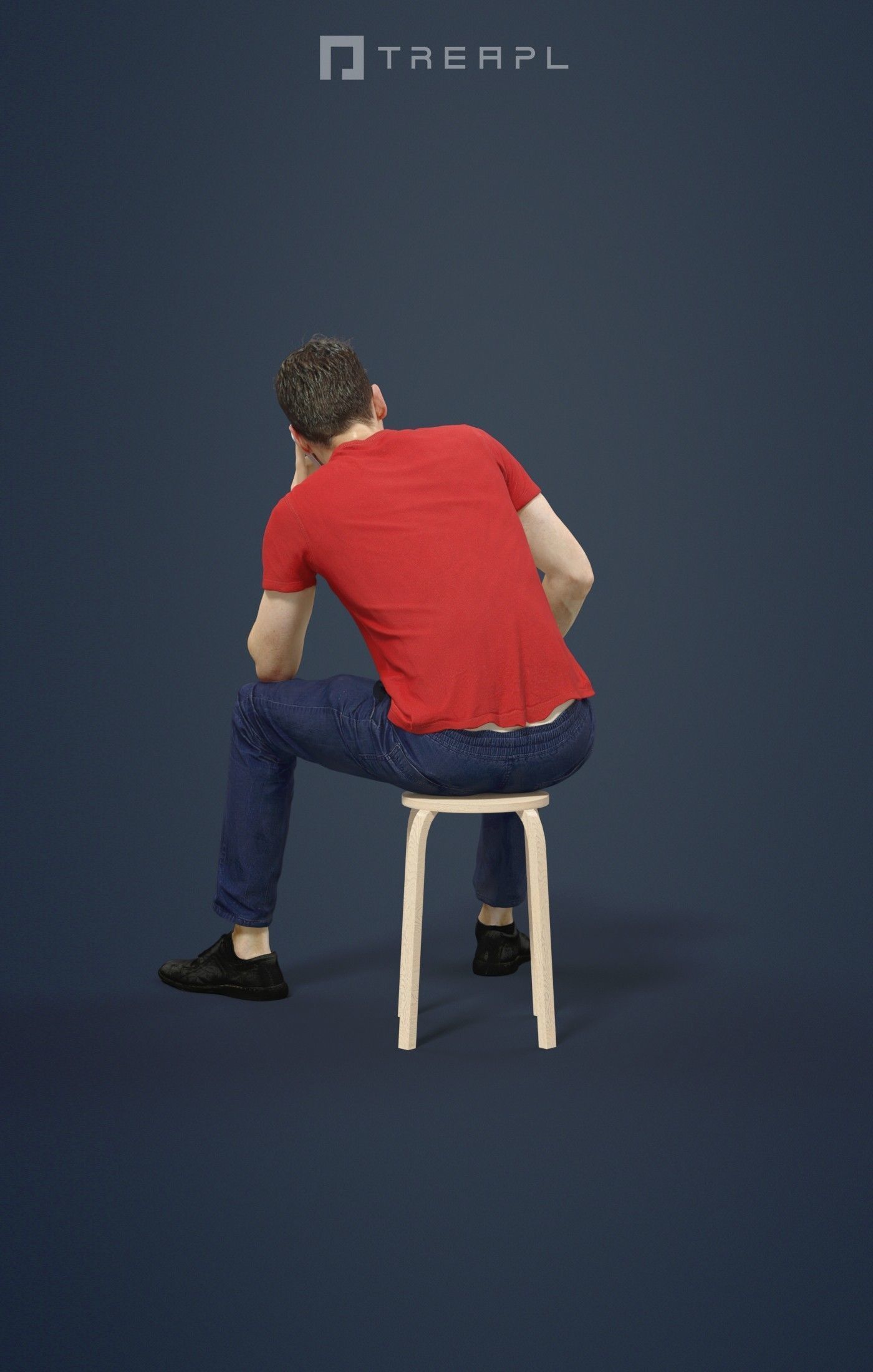 Jayne Casual Man Sitting While Talking On The Phone 3D model_2