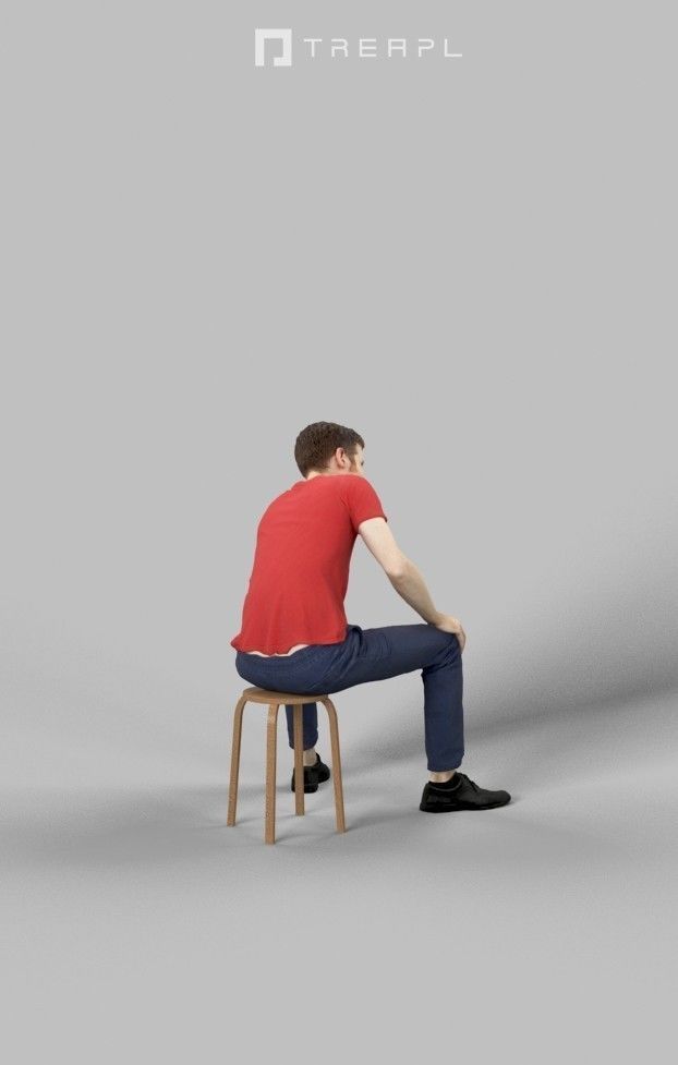 Jayne Casual Man Sitting While Talking On The Phone 3D model_5