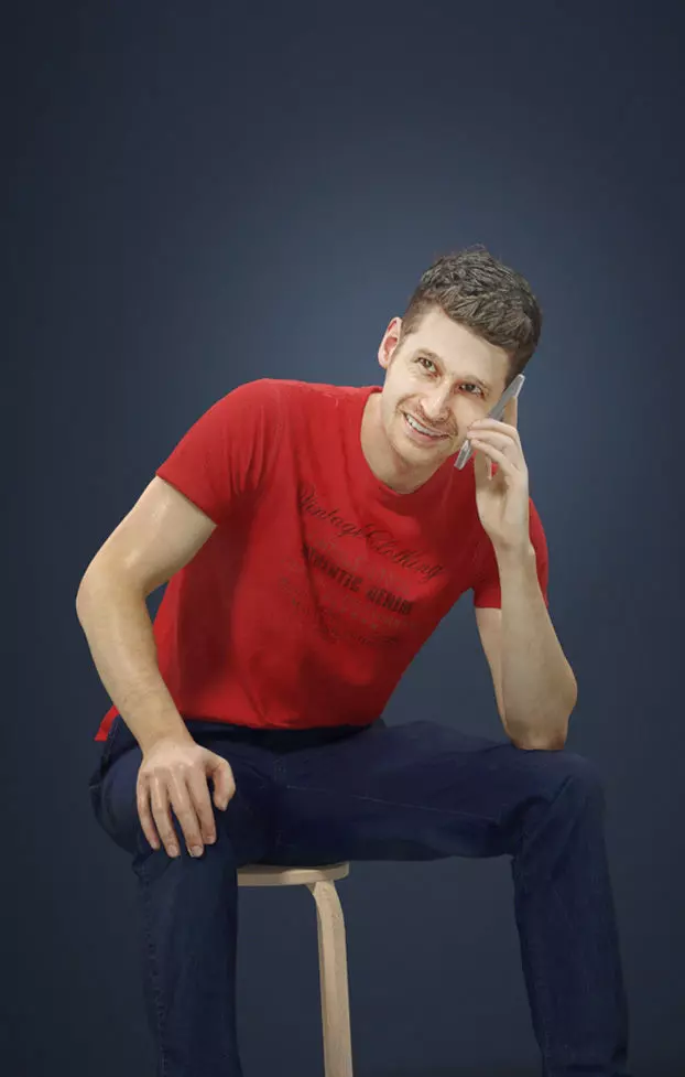 Jayne Casual Man Sitting While Talking On The Phone 3D model_0