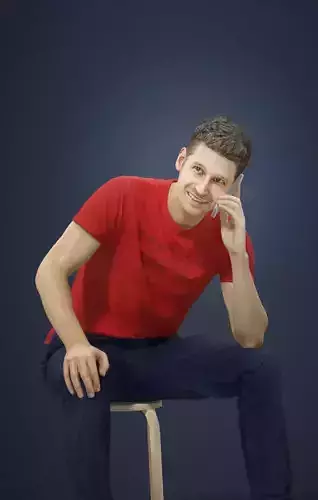 Jayne Casual Man Sitting While Talking On The Phone 3D model