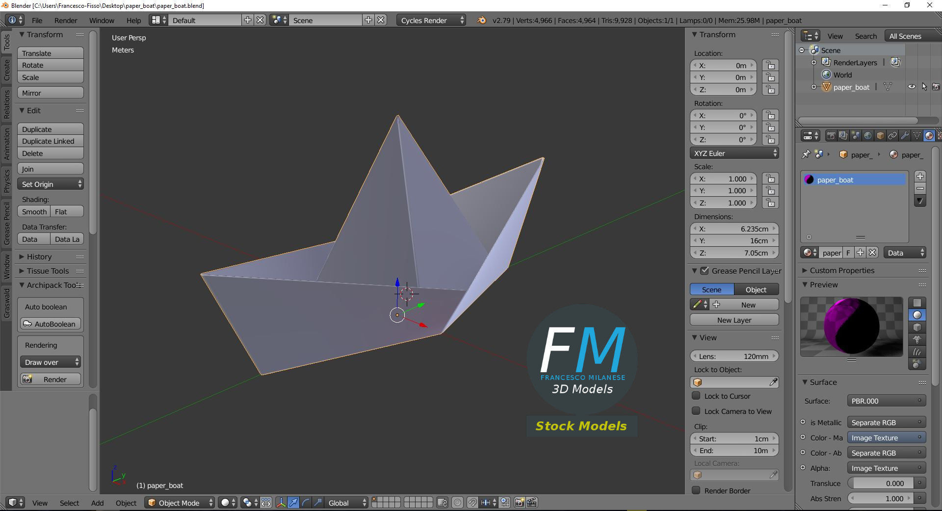Paper boat 3D model_9