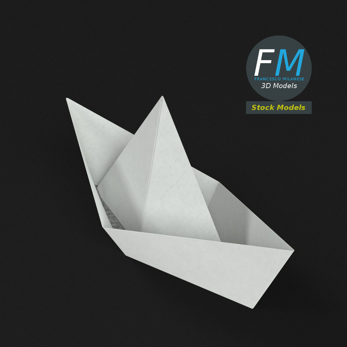 Paper boat 3D model_2