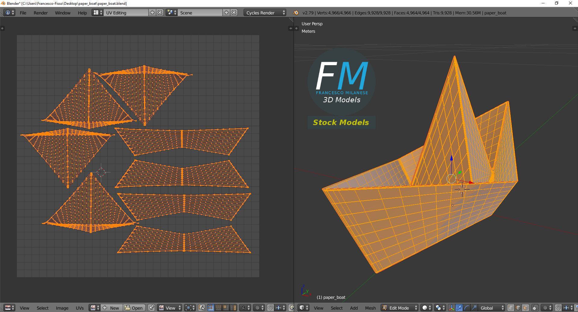Paper boat 3D model_10