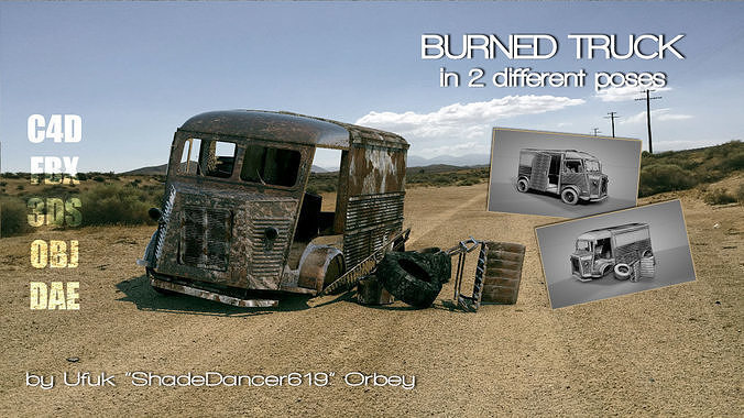 Burned Truck Wreck 3D model