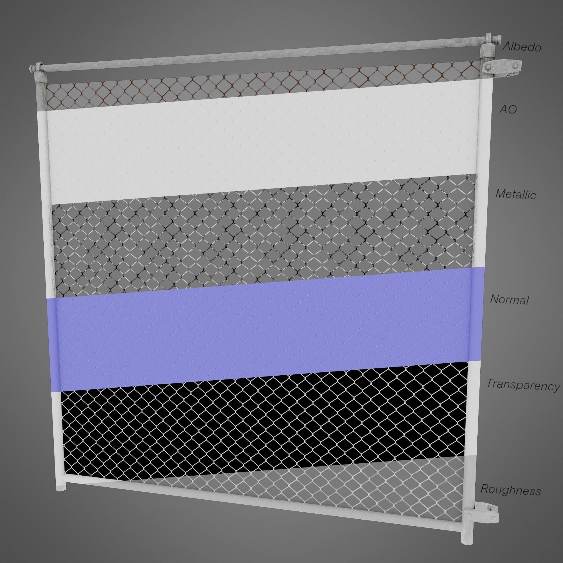 Wire Fence Low-poly 3D model_16