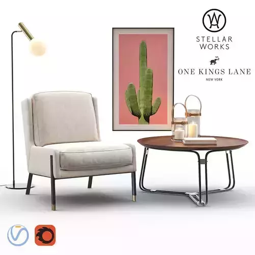 BLINK Easy Chair - QT Coffee Table - Emery Floor Lamp