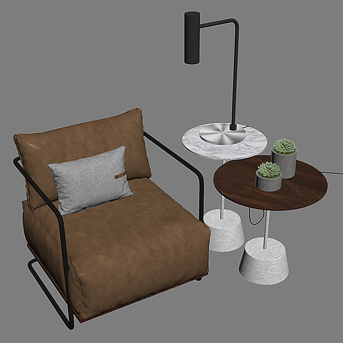 COLIN Chair with MAISIE Side Tables and Heron Table Lamp 3D model_5