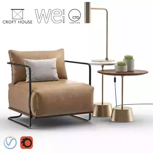 COLIN Chair with MAISIE Side Tables and Heron Table Lamp 3D model