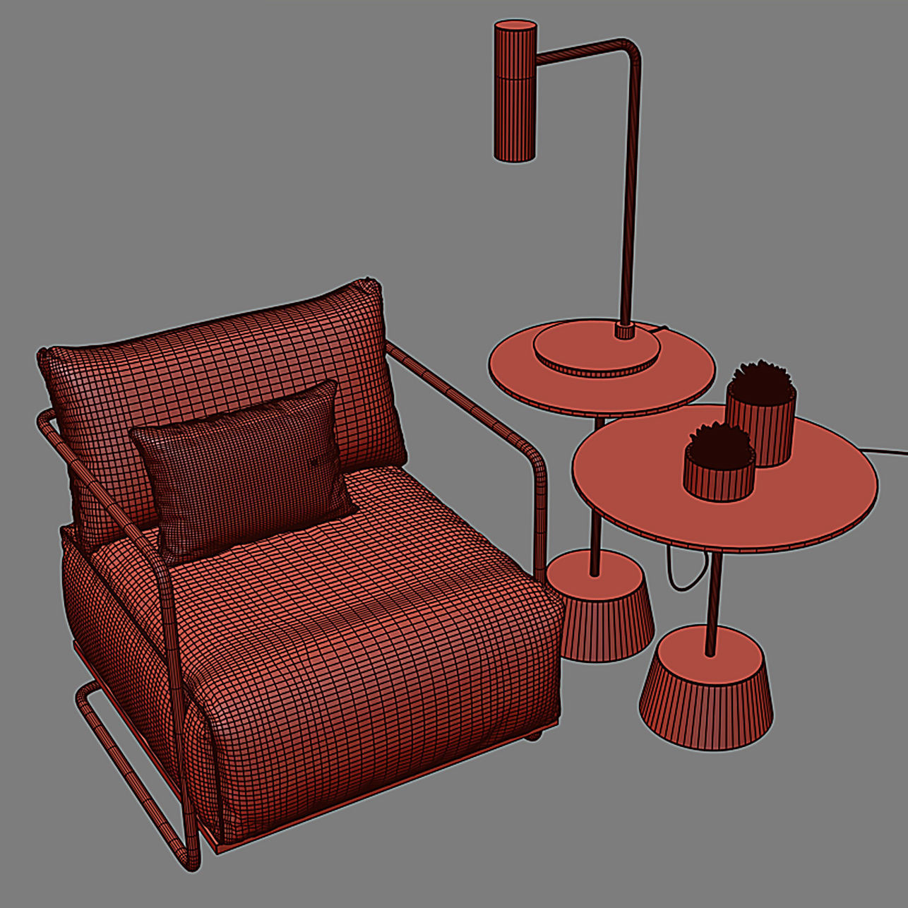 COLIN Chair with MAISIE Side Tables and Heron Table Lamp 3D model_7