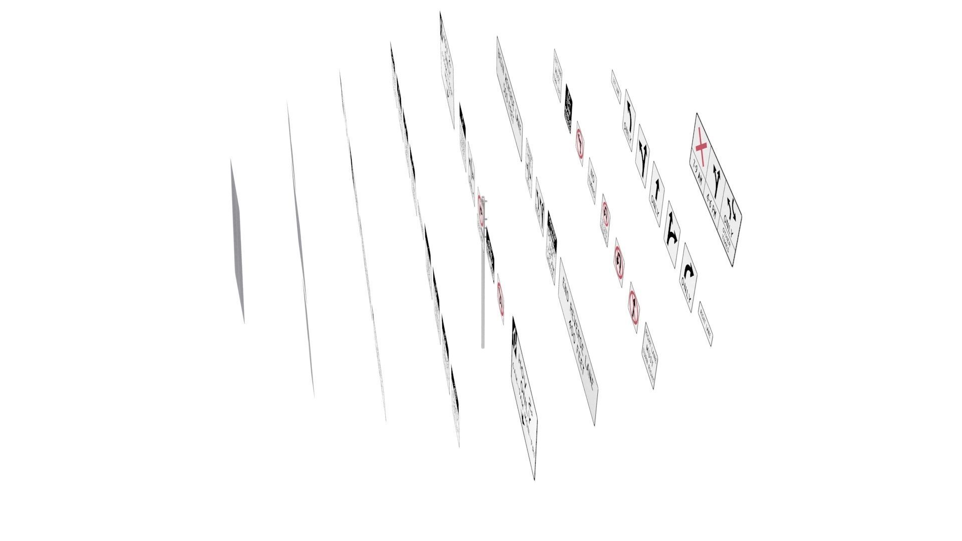 Road Sign US R3 Series Lane Usage And Turns BIM Collection 3D model_7