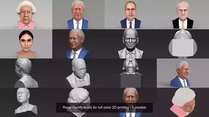 Royal Family busts for full color 3D printing 3D Model Collection