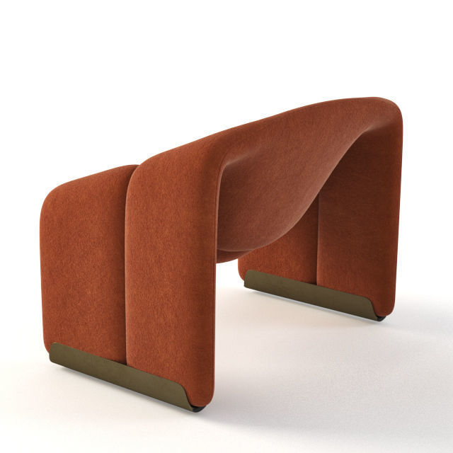 Pierre Paulin chairs - John Richard round brass table 3D model_2