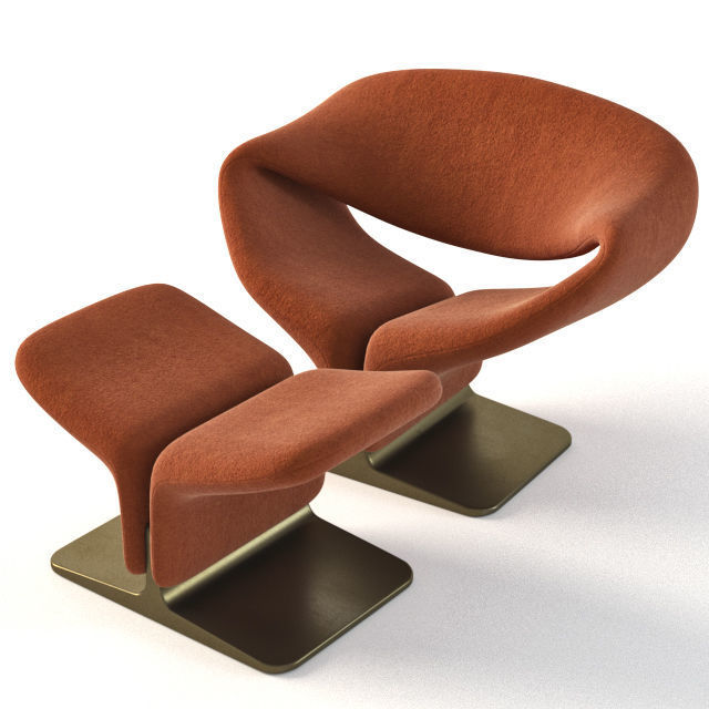 Pierre Paulin chairs - John Richard round brass table 3D model_5