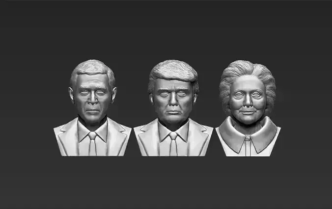 USA Politicians busts Trump Clinton Bush for 3D printing 3D Model Collection