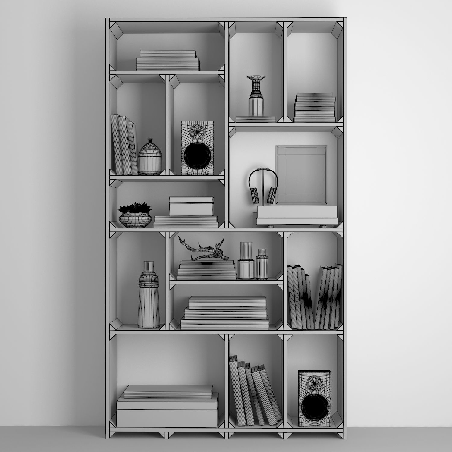 Reclaimed Pine Tall Bookcase 3D model_6