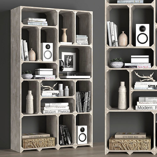 Reclaimed Pine Tall Bookcase 3D model