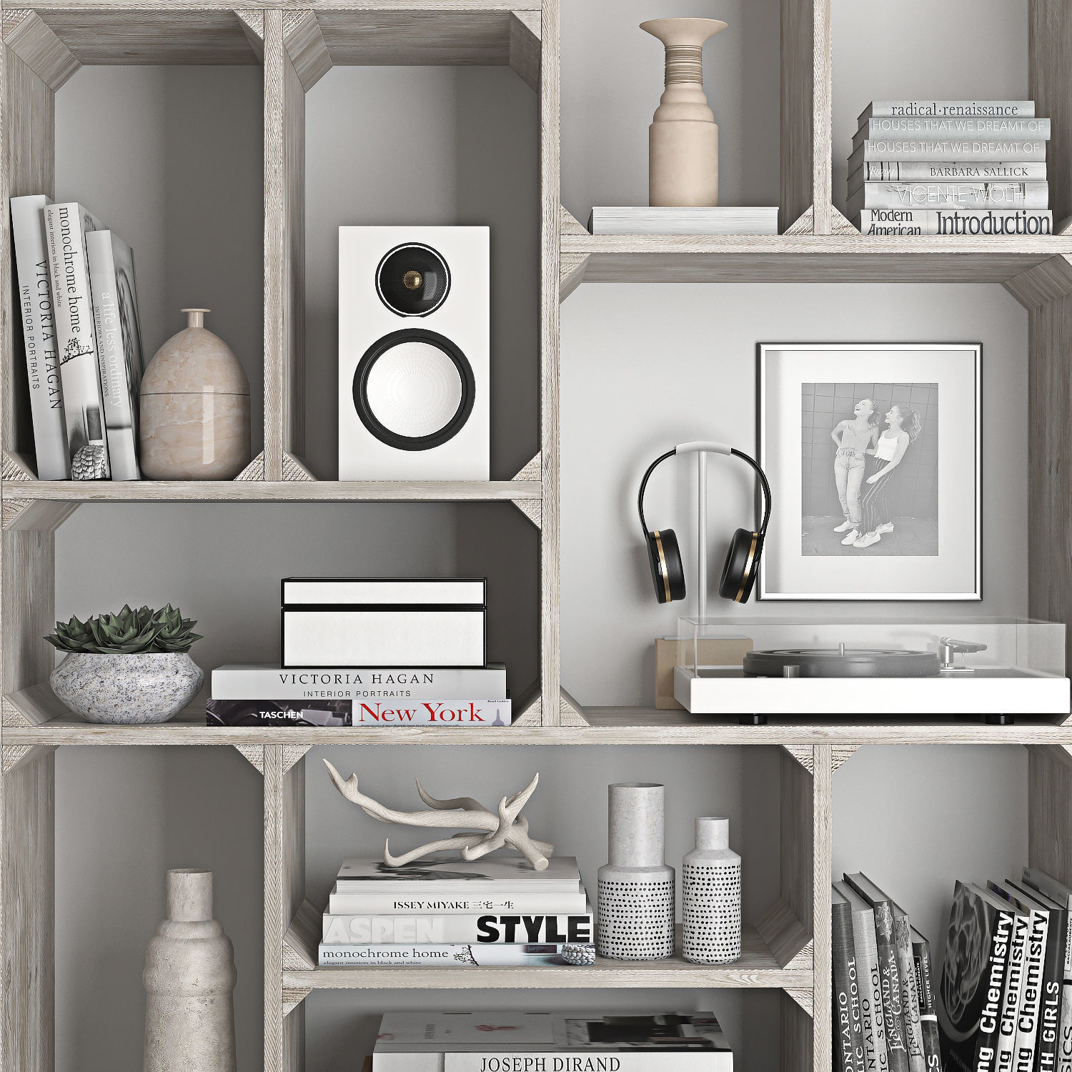 Reclaimed Pine Tall Bookcase 3D model_4