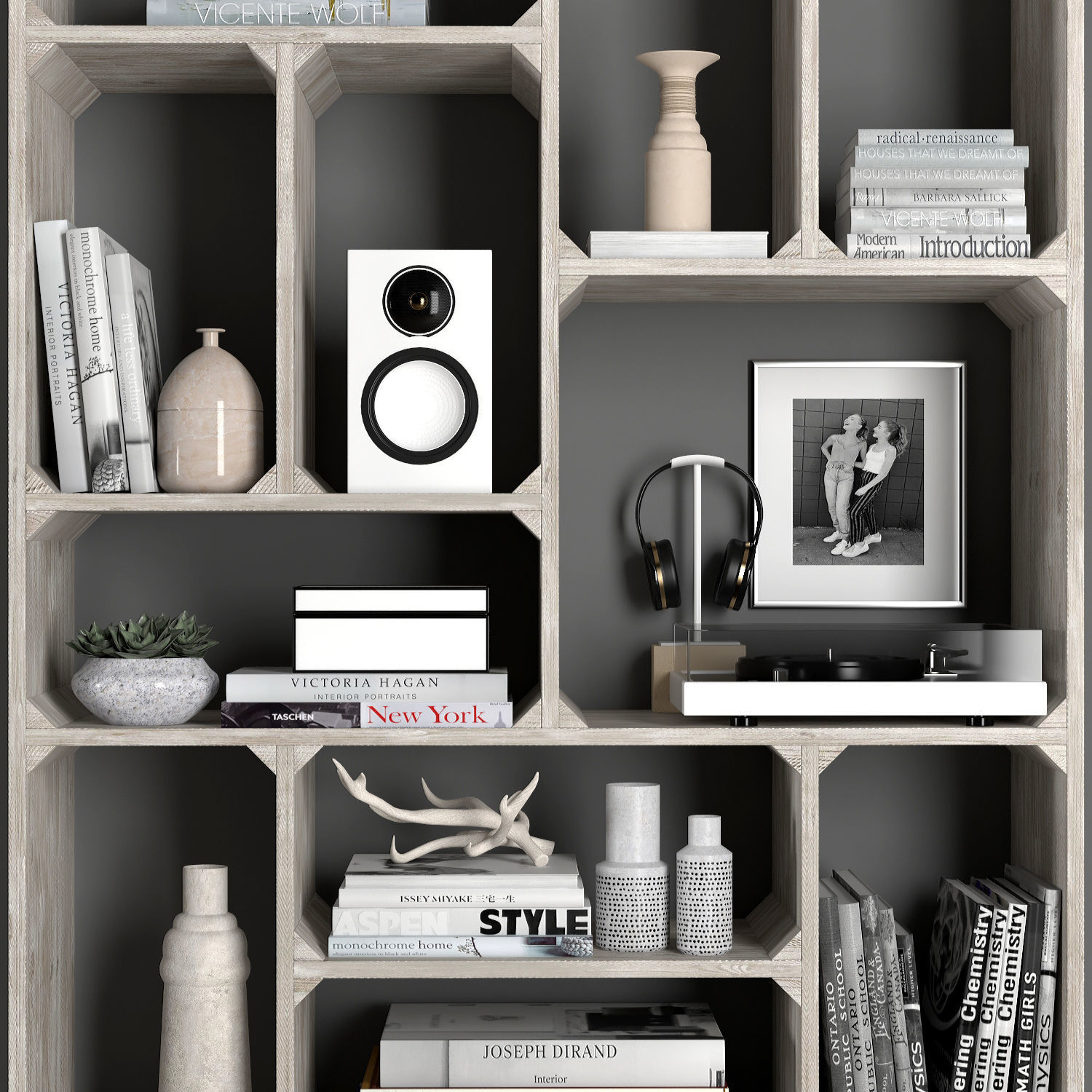 Reclaimed Pine Tall Bookcase 3D model_3