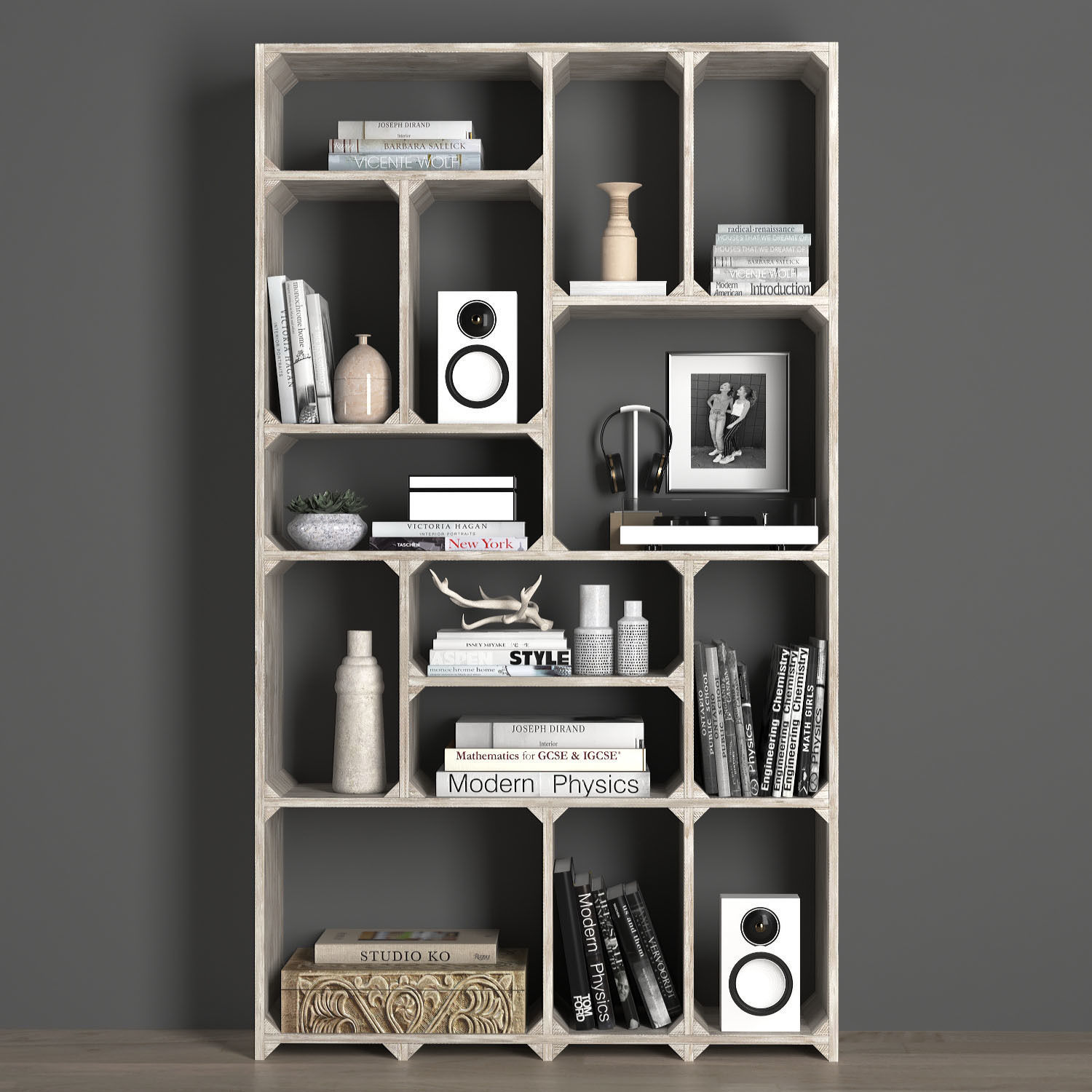 Reclaimed Pine Tall Bookcase 3D model_2