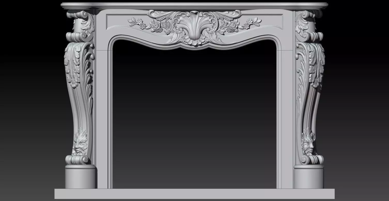 Classical Decorated Fireplace Louis XVI style 3D model_0