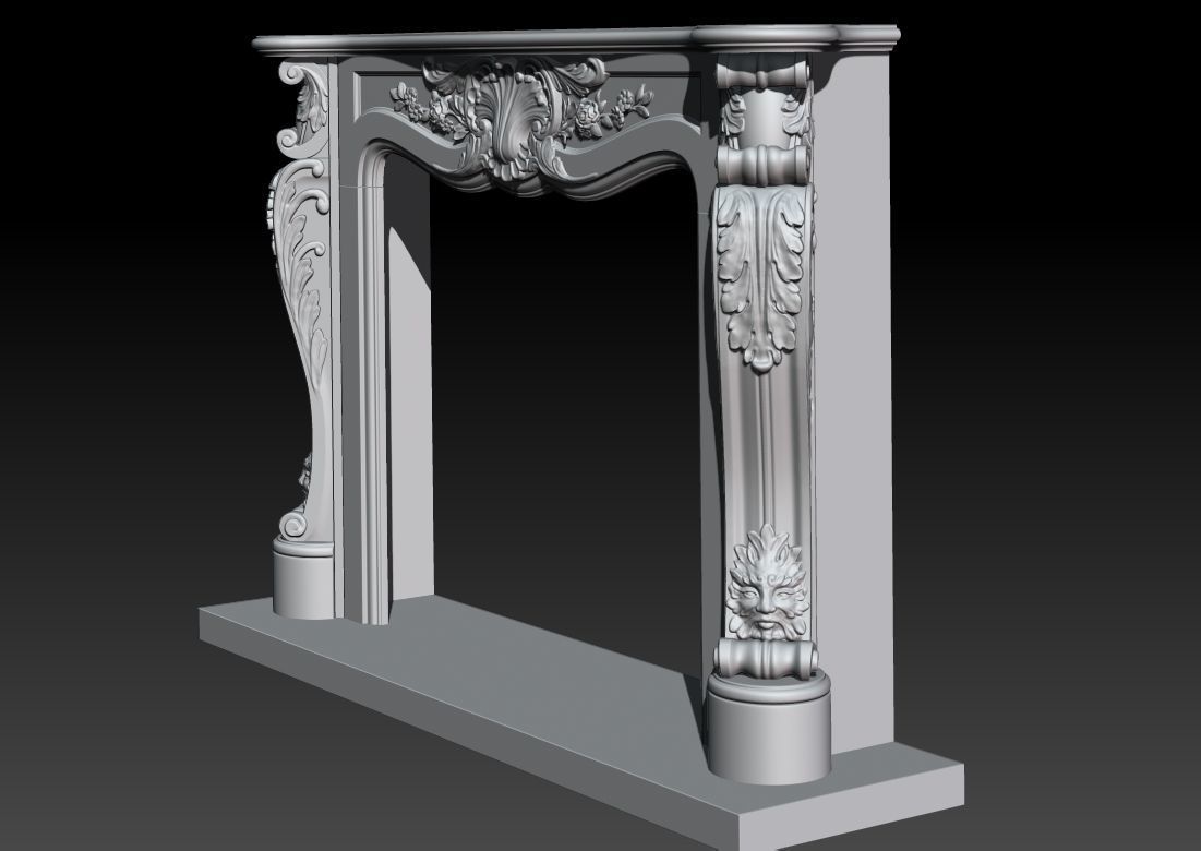 Classical Decorated Fireplace Louis XVI style 3D model_4
