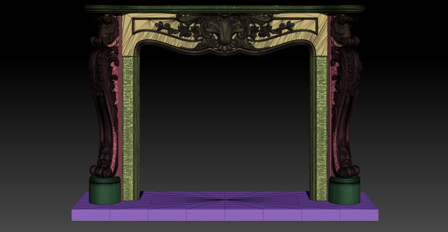 Classical Decorated Fireplace Louis XVI style 3D model_7