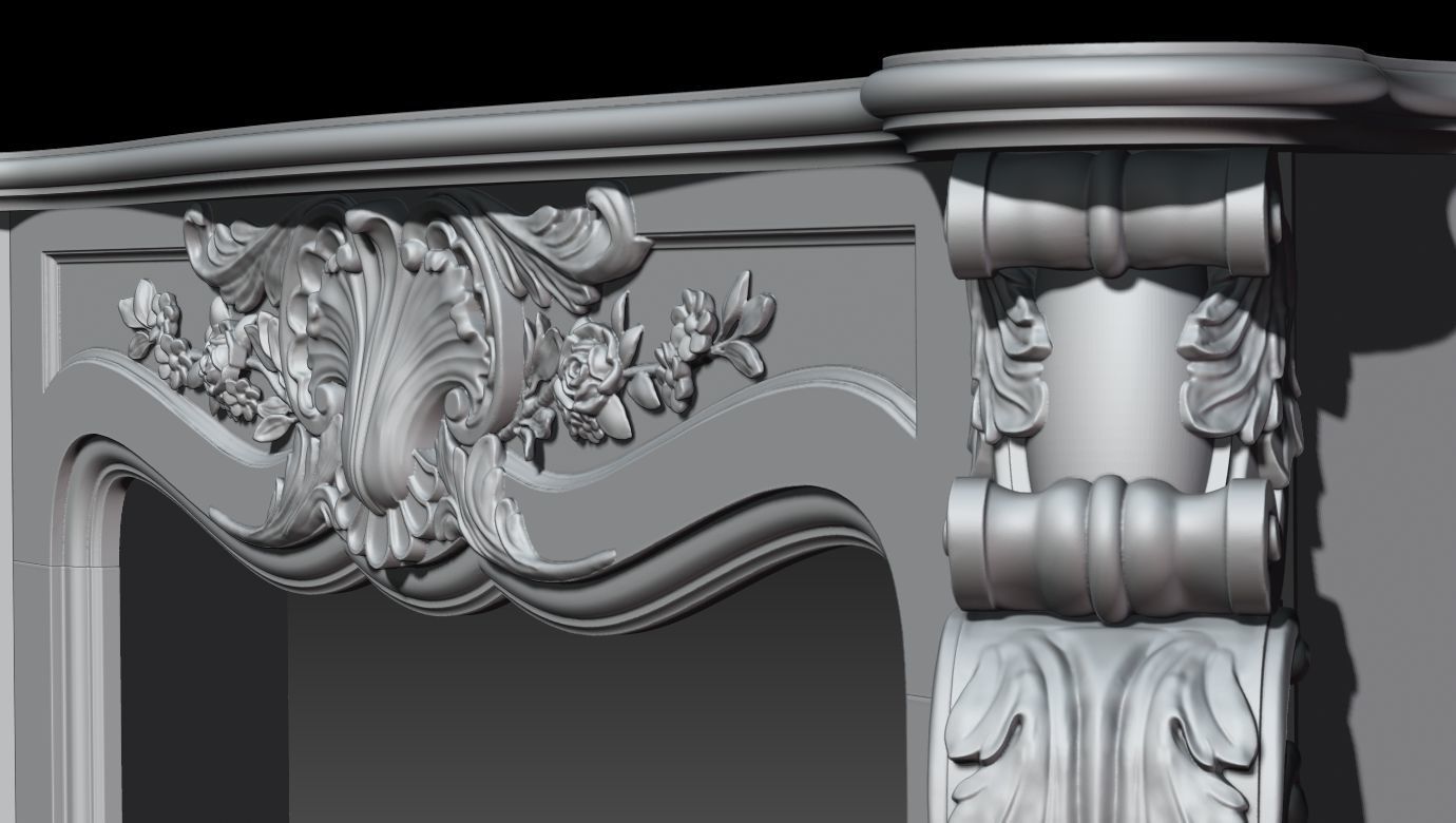 Classical Decorated Fireplace Louis XVI style 3D model_2