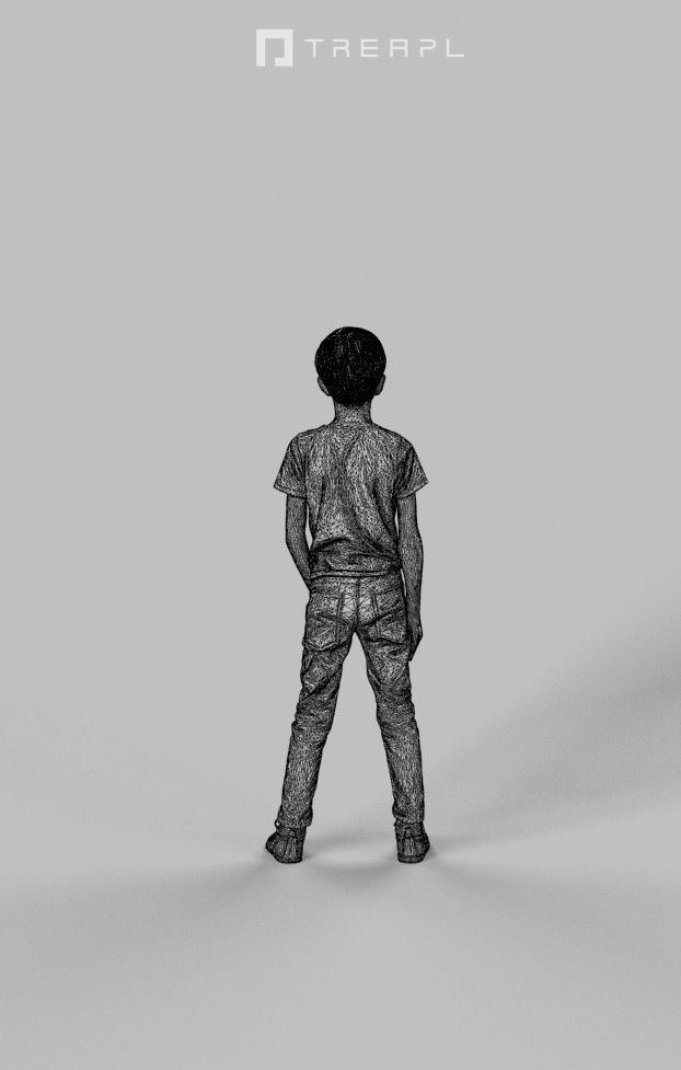 Story Casual Boy in Jeans and T-shirt Standing listening 3D model_10