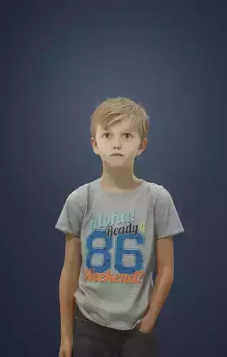 Story Casual Boy in Jeans and T-shirt Standing listening 3D model