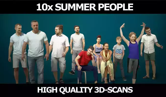 10x Scanned Summer Casual Man Woman People Vol01 3d Collection 