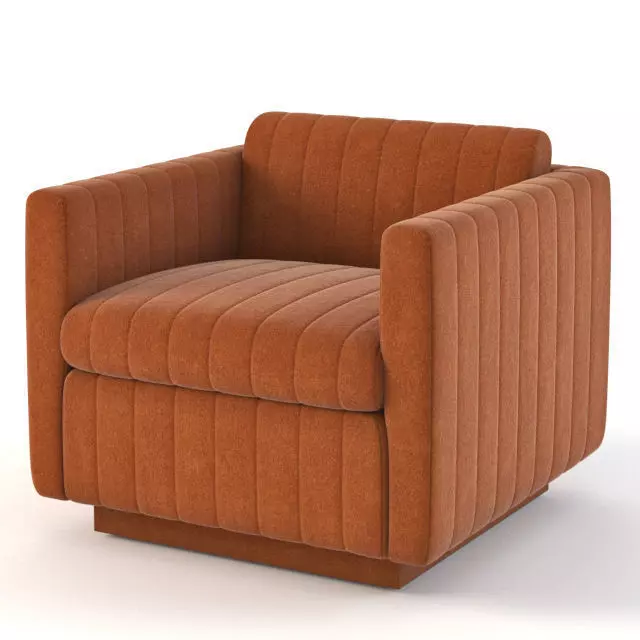 Milo Baughman Art Deco Cube Club Lounge Chair 3D model_0