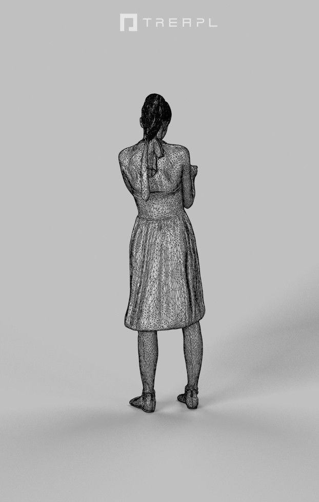 Mirage Elegant Woman In A Summer Dress Standing With A Camera 3D model_10