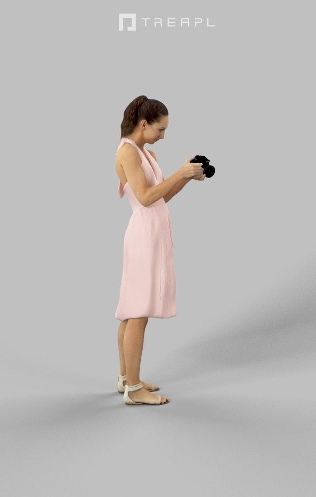 Mirage Elegant Woman In A Summer Dress Standing With A Camera 3D model_5