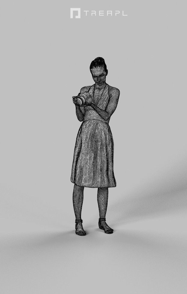 Mirage Elegant Woman In A Summer Dress Standing With A Camera 3D model_9