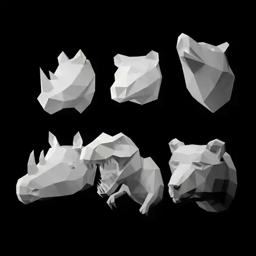 Low Poly Animal Head 3D SET 1 3D model