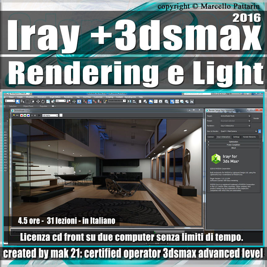 Iray piu in 3dsmax 2016 Rendering e Light Vol 1 Cd Front