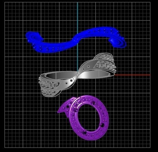 Ring with 2 stones 3D print model_1